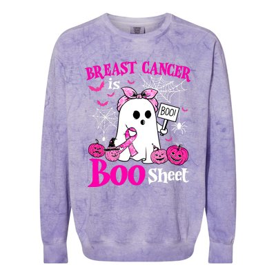 Breast Cancer Is Boo Sheet Halloween Breast Cancer Awareness Colorblast Crewneck Sweatshirt