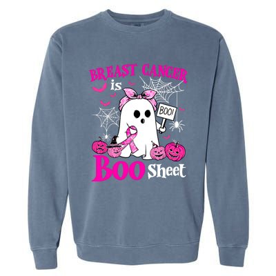 Breast Cancer Is Boo Sheet Halloween Breast Cancer Awareness Garment-Dyed Sweatshirt