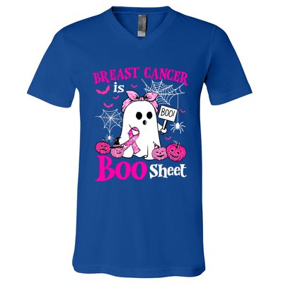 Breast Cancer Is Boo Sheet Halloween Breast Cancer Awareness V-Neck T-Shirt