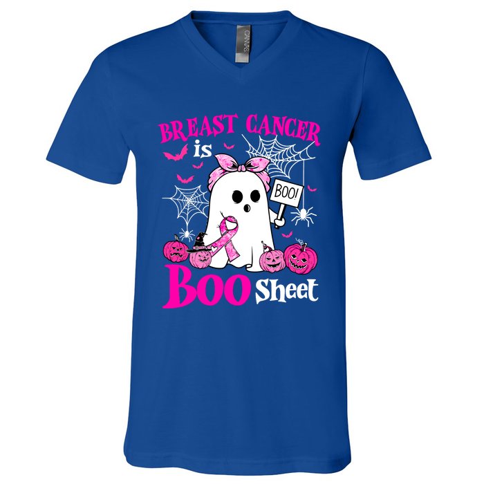 Breast Cancer Is Boo Sheet Halloween Breast Cancer Awareness V-Neck T-Shirt