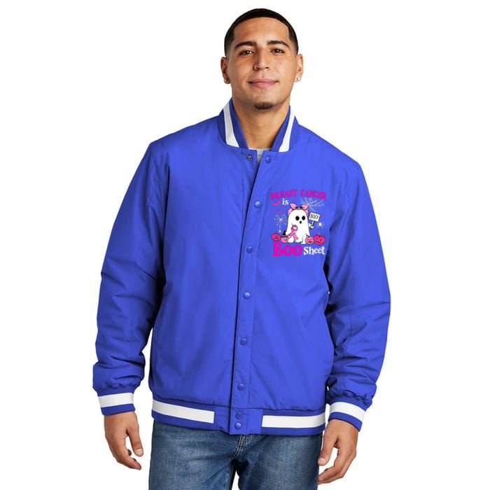 Breast Cancer Is Boo Sheet Halloween Breast Cancer Awareness Insulated Varsity Jacket