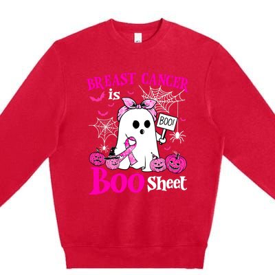 Breast Cancer Is Boo Sheet Halloween Breast Cancer Awareness Premium Crewneck Sweatshirt