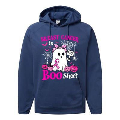 Breast Cancer Is Boo Sheet Halloween Breast Cancer Awareness Performance Fleece Hoodie