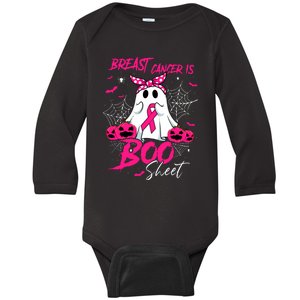 Breast Cancer Is Boo Sheet Halloween Breast Cancer Awareness Baby Long Sleeve Bodysuit