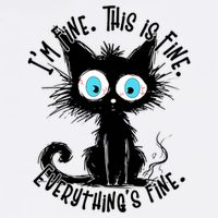 Black Cat Its Fine Im Fine Everything Is Fine Funny Mousepad