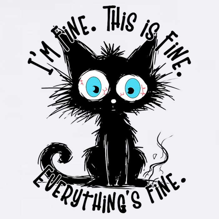 Black Cat Its Fine Im Fine Everything Is Fine Funny Mousepad
