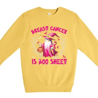 Breast Cancer Is Boo Sheet Halloween Breast Cancer Awareness Premium Crewneck Sweatshirt