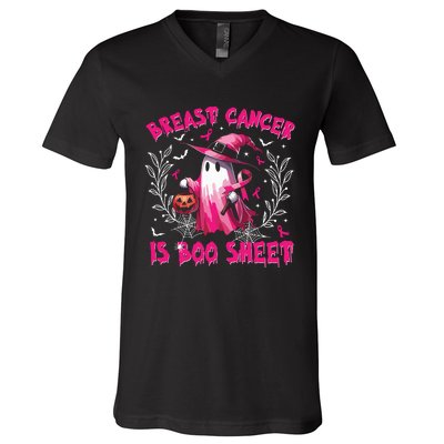 Breast Cancer Is Boo Sheet Halloween Breast Cancer Awareness V-Neck T-Shirt