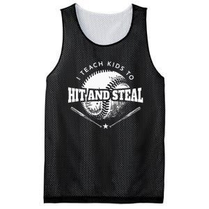 Baseball Coach I Teach To Hit And Steal Mesh Reversible Basketball Jersey Tank