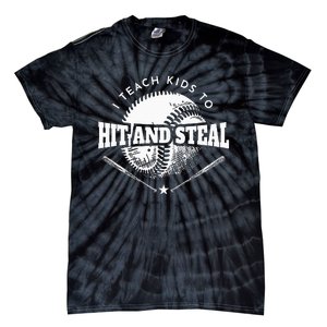 Baseball Coach I Teach To Hit And Steal Tie-Dye T-Shirt