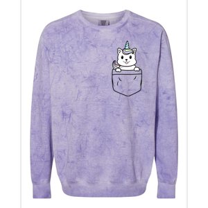 Baby Caticorn In Pocket Colorblast Crewneck Sweatshirt