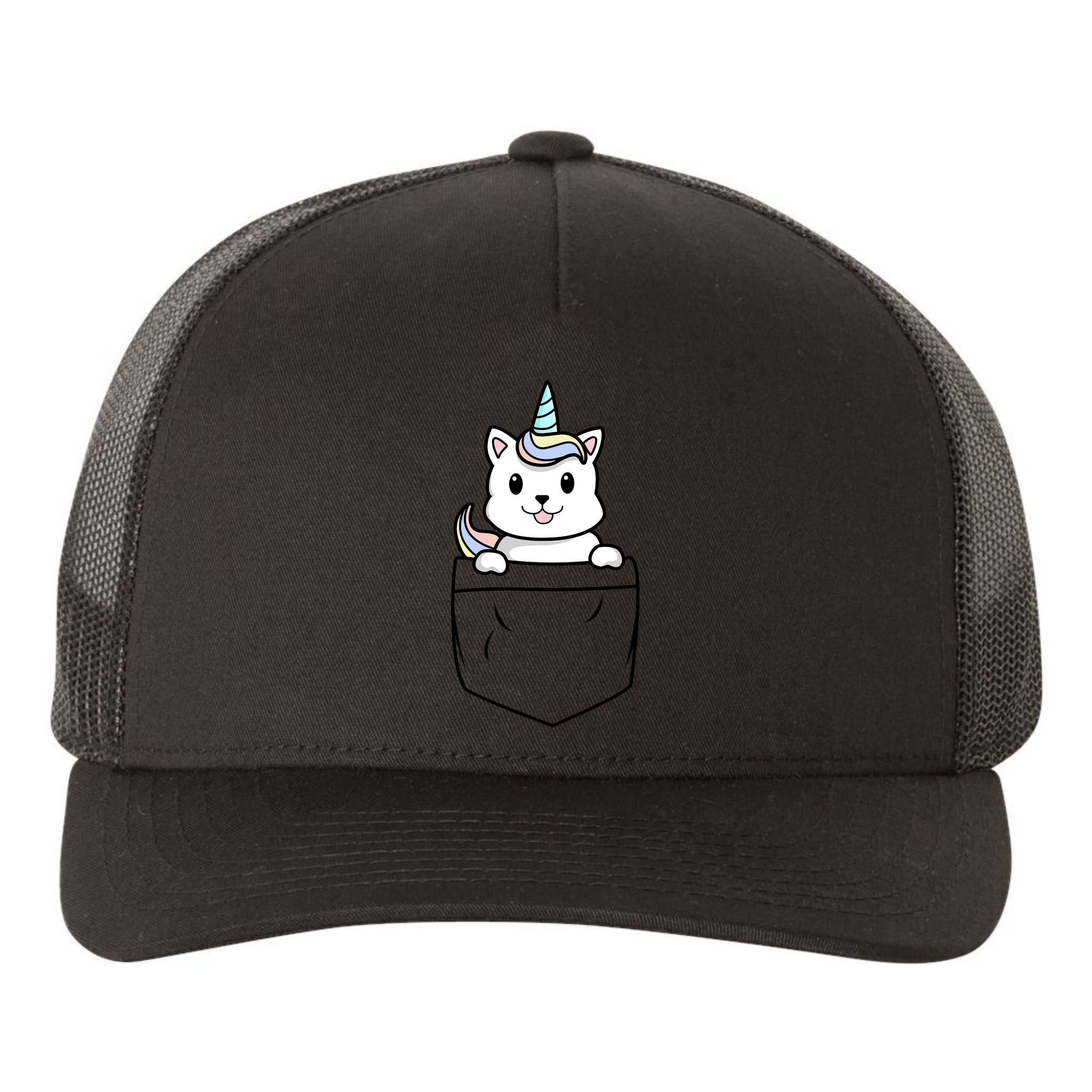 Baby Caticorn In Pocket Yupoong Adult 5-Panel Trucker Hat