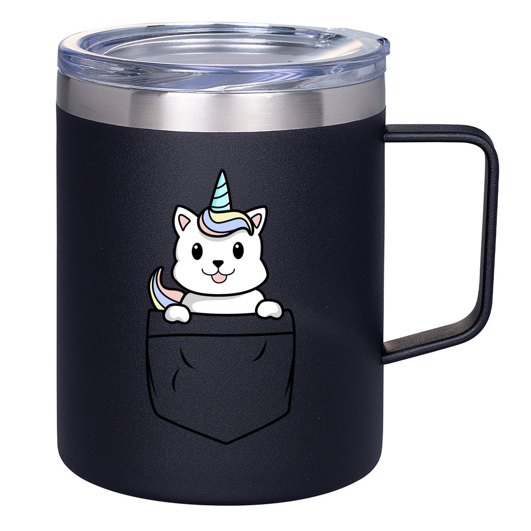 Baby Caticorn In Pocket 12oz Stainless Steel Coffee Mug
