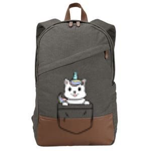 Baby Caticorn In Pocket Cotton Canvas Backpack