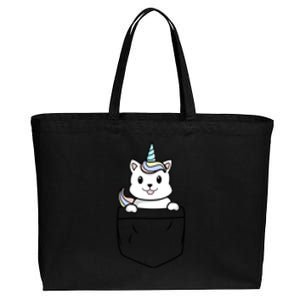 Baby Caticorn In Pocket Cotton Canvas Jumbo Tote