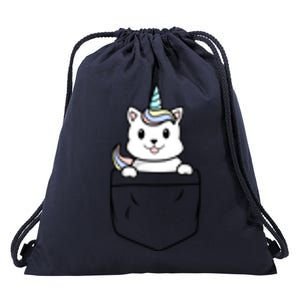 Baby Caticorn In Pocket Drawstring Bag