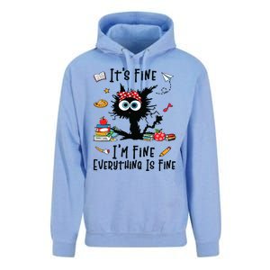 Black Cat Its Fine Im Fine Everything Is Fine Teacher Life Unisex Surf Hoodie