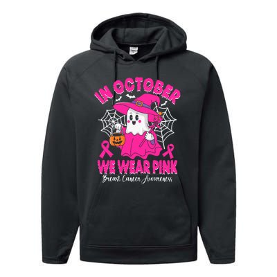 Breast Cancer In October We Wear Halloween Performance Fleece Hoodie