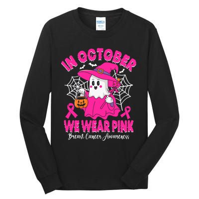 Breast Cancer In October We Wear Halloween Tall Long Sleeve T-Shirt