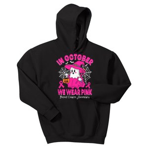 Breast Cancer In October We Wear Halloween Kids Hoodie