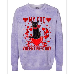 Black Cat Is My Valentine Red Hearts Valentines Day Couples Colorblast Crewneck Sweatshirt