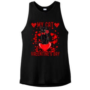 Black Cat Is My Valentine Red Hearts Valentines Day Couples Ladies PosiCharge Tri-Blend Wicking Tank