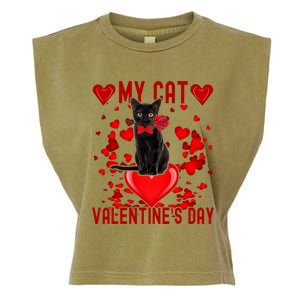 Black Cat Is My Valentine Red Hearts Valentines Day Couples Garment-Dyed Women's Muscle Tee