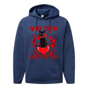 Black Cat Is My Valentine Red Hearts Valentines Day Couples Performance Fleece Hoodie