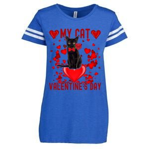 Black Cat Is My Valentine Red Hearts Valentines Day Couples Enza Ladies Jersey Football T-Shirt