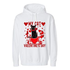 Black Cat Is My Valentine Red Hearts Valentines Day Couples Garment-Dyed Fleece Hoodie