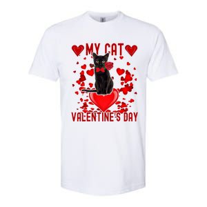 Black Cat Is My Valentine Red Hearts Valentines Day Couples Softstyle CVC T-Shirt