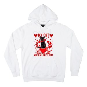 Black Cat Is My Valentine Red Hearts Valentines Day Couples Hoodie