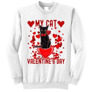 Black Cat Is My Valentine Red Hearts Valentines Day Couples Sweatshirt