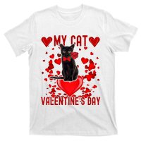 Black Cat Is My Valentine Red Hearts Valentines Day Couples T-Shirt