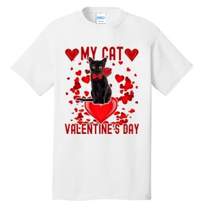 Black Cat Is My Valentine Red Hearts Valentines Day Couples Tall T-Shirt