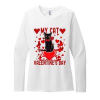 Black Cat Is My Valentine Red Hearts Valentines Day Couples Womens CVC Long Sleeve Shirt