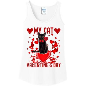 Black Cat Is My Valentine Red Hearts Valentines Day Couples Ladies Essential Tank