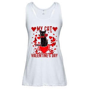 Black Cat Is My Valentine Red Hearts Valentines Day Couples Ladies Essential Flowy Tank