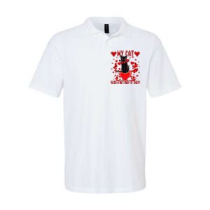 Black Cat Is My Valentine Red Hearts Valentines Day Couples Softstyle Adult Sport Polo