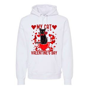 Black Cat Is My Valentine Red Hearts Valentines Day Couples Premium Hoodie