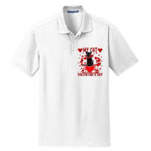 Black Cat Is My Valentine Red Hearts Valentines Day Couples Dry Zone Grid Polo