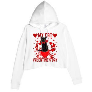 Black Cat Is My Valentine Red Hearts Valentines Day Couples Crop Fleece Hoodie