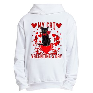 Black Cat Is My Valentine Red Hearts Valentines Day Couples Urban Pullover Hoodie