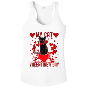 Black Cat Is My Valentine Red Hearts Valentines Day Couples Ladies PosiCharge Competitor Racerback Tank