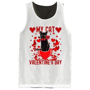 Black Cat Is My Valentine Red Hearts Valentines Day Couples Mesh Reversible Basketball Jersey Tank