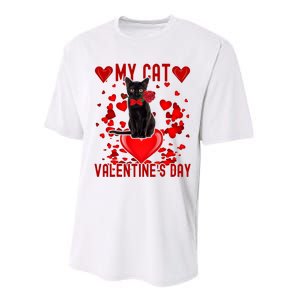 Black Cat Is My Valentine Red Hearts Valentines Day Couples Performance Sprint T-Shirt