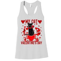 Black Cat Is My Valentine Red Hearts Valentines Day Couples Women's Racerback Tank