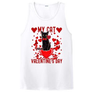 Black Cat Is My Valentine Red Hearts Valentines Day Couples PosiCharge Competitor Tank