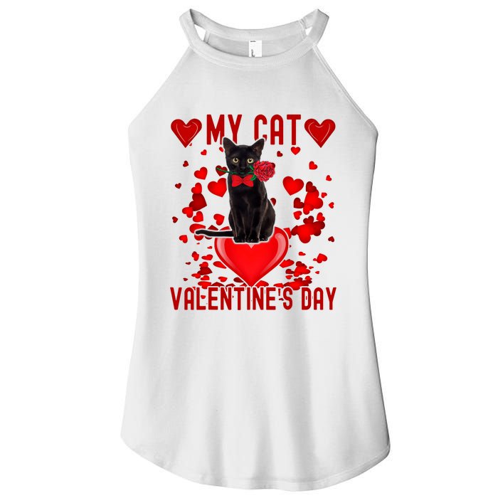 Black Cat Is My Valentine Red Hearts Valentines Day Couples Women's Perfect Tri Rocker Tank