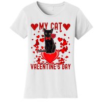 Black Cat Is My Valentine Red Hearts Valentines Day Couples Women's T-Shirt